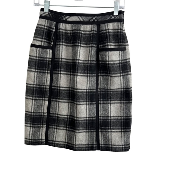 ADAM LIPPES Wool Plaid Straight Skirt Women's Size 0